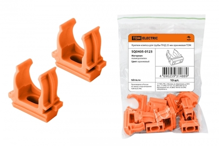 TDM ELECTRIC SQ0405-0123 Крепеж-клипса для трубы ПНД 25 мм оранжевая TDM